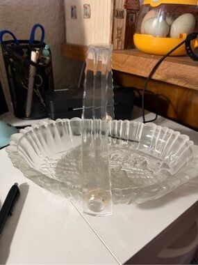 Vintage Clear Glass Fruit Bowl with Arched Handle